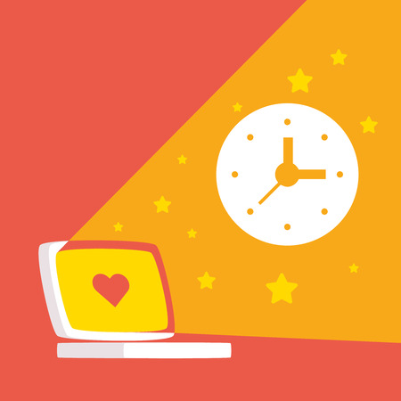 colorful illustration about work on the computer and long daytime
のイラスト素材