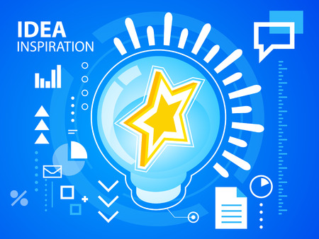Vector bright illustration idea inspiration of star on blue background for banner, web, site, design, advertising, print, poster. Eps 10.のイラスト素材