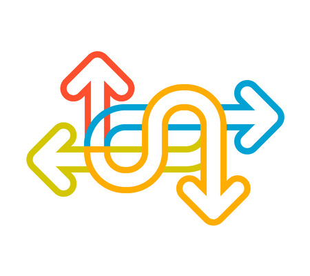 linear illustration of color set arrows on white background. Hand draw line art design for web, site, advertising, banner, poster, board and print.のイラスト素材