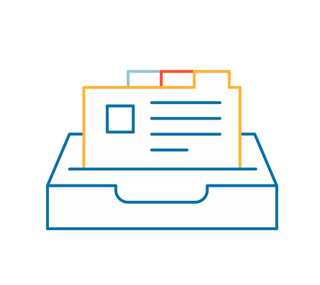 linear illustration of color card file on white background. Hand draw line art design for web, site, advertising, banner, poster, board and print.のイラスト素材