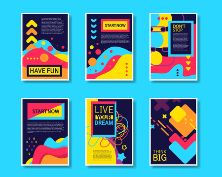 Vector Colorful Design Abstract Modern Style Template Collection for Banner, Flyer, Placard, Brochure and Poster on Blue Background.のイラスト素材