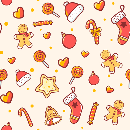 seamless christmas pattern on light backgroundのイラスト素材