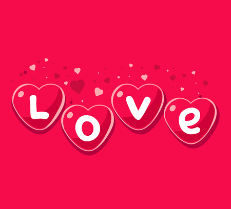 Vector illustration of lovely red hearts on pink background. Art design for Valentine's Day greetings and card, web, banner, poster, flyer, brochure, print.のイラスト素材
