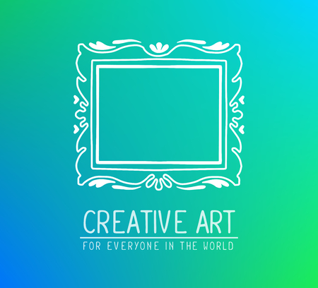 Vector illustration of white color rectangular frame in modern style with text on light green gradient background. Art design for web, site, advertising, banner, poster, flyer, brochure, board, card, paper print.の写真素材