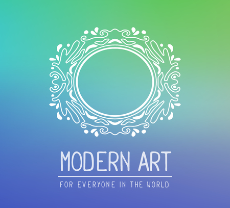 Vector illustration of white color oval frame in modern style with text on light gradient background. Art design for web, site, advertising, banner, poster, flyer, brochure, board, card, paper print.の写真素材