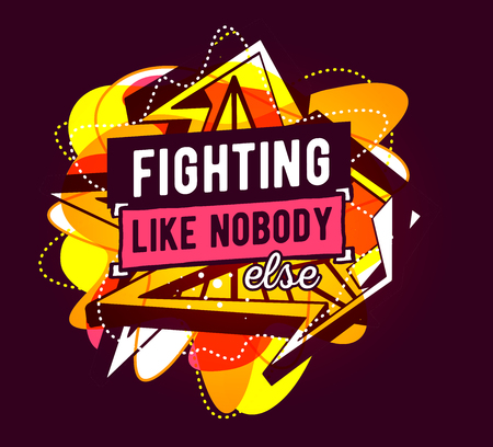 Vector illustration of colorful pink and yellow abstract composition with white frame and text on dark background. Line art design for web, site, banner, poster, board, card, paper print, t-shirt.のイラスト素材