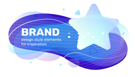 Vector creative business blue color illustration with abstract shape, text and big star on white background. Template design for branding banner, presentation, printのイラスト素材