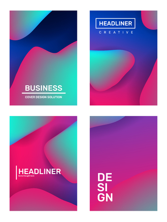 Vector set of creative abstract template composition. Business illustration abstraction, geometric gradient background with dynamic shape, header. Design for web, site, banner, poster, presentationのイラスト素材
