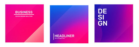 Vector set of creative pink and purple abstract square illustration in frame. Business gradient template composition background with header. Abstraction design for web, site, banner, poster, presentationのイラスト素材
