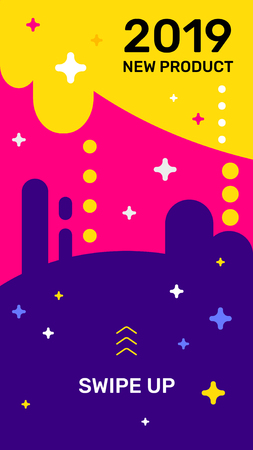 Vector colorful template story with with bright abstract composition. Modern sale banner with text on color background. Social media flat style design for web, site, banner, mobile app, posterのイラスト素材