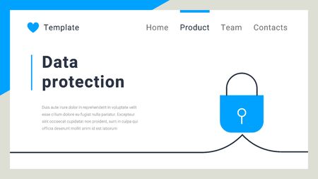 Vector business template with padlock on white color background. Data protection concept. Flat line art style design for web, site, bannerのイラスト素材