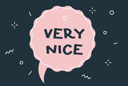 Vector cartoon illustration with geometric round shape bubble speech with text on dark background. Flat style creative design of template for web, site, banner, announcement, stickerのイラスト素材