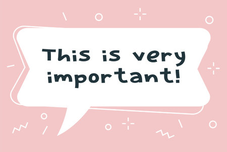 Vector romantic cartoon illustration with geometric white color shape bubble speech with text on pink background. Flat style creative design of template for web, site, banner, announcement, stickerのイラスト素材