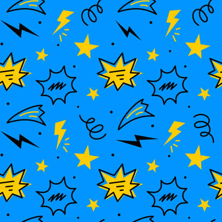 Vector abstract seamless pattern with stars on blue backgroundのイラスト素材