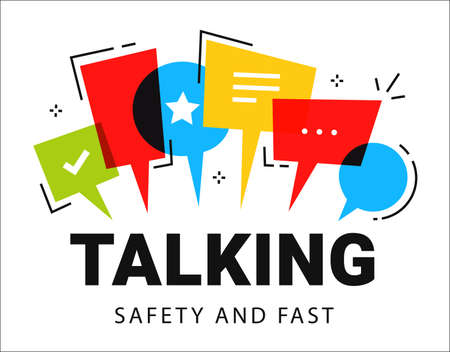 Communication concept on white background. Vector illustartion of different speech bubble with iconのイラスト素材