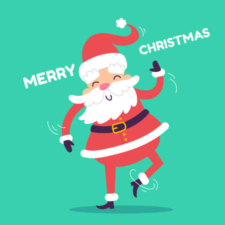 Vector christmas illustration of cheerful santa claus with text on color backgroundのイラスト素材