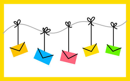 Vector illustration of garland with envelopes on white backgroundのイラスト素材