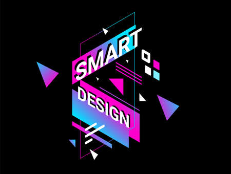 Vector Color Business Abstract Illustration with Word Smart Design and Geometric Element on Black Backgroundのイラスト素材