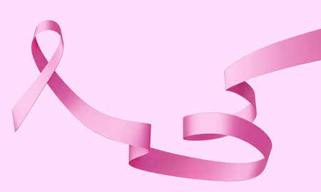 3d Template with Symbol of Breast Cancer Awareness Month Campaign on Pink Color Background. Illustration of Pink Breast Cancer Awareness Realistic Ribbon. Design for Poster, Banner, Printの写真素材
