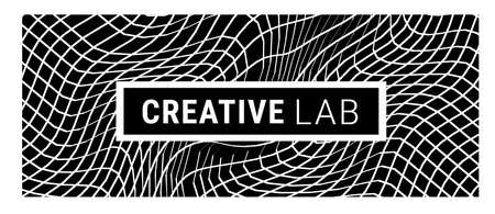 Vector Decorative Black and White Illustration of Net Halftone Pattern with Frame and Text, Abstract Background for Banner, Poster, Printのイラスト素材
