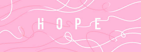 Vector Illustration with Symbol of Psychological Support and Help. Word Hope and Light Color Line on Pink Background. Flat Style Design for Poster, Banner, Printのイラスト素材