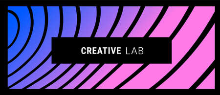 Vector Beautiful Abstract Vertical Line Pattern on Black Background with Frame and Text. Decorative Neon Color Illustration for Banner, Poster, Printのイラスト素材