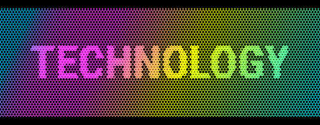 Vector Rainbow Color Decorative Background with Hexagon Pattern and Word Technology. Abstract Illustration for Banner, Poster, Printのイラスト素材