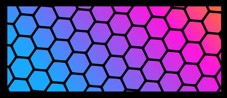 Vector Abstract Illustration of Hexagon Pattern. Decorative Geometric Neon Color Background for Poster, Print, Bannerのイラスト素材