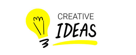 Vector illustration of word creative ideas and light bulb. Business abstract decorative background with word ideas and light bulb for business banner, poster, printのイラスト素材