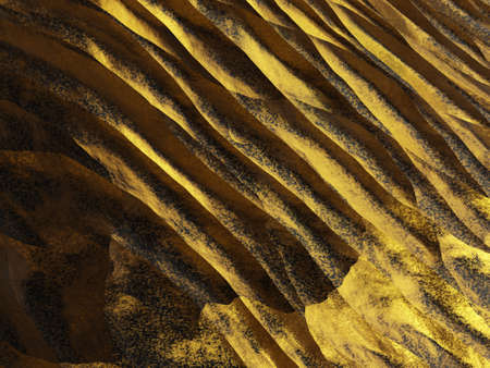 3d gold and black sand stripe texture. Shine metal black and yellow background with sand. Decorative pattern design with relief wave and stripe for web, site, banner, printの写真素材