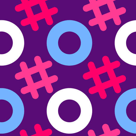 Vector simple illustration with circle and hashtag on color background. Flat style seamless pattern design with shape for web, site, banner, print, textileのイラスト素材