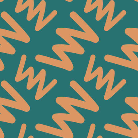 Vector simple illustration with color wave zigzag on green background. Flat style seamless pattern design with zigzag shape for web, site, banner, print, textileのイラスト素材