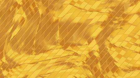 3d golden stripe texture. Shine metal yellow background. Decorative pattern design with wave and...