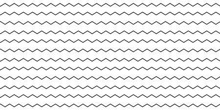 Vector illustration of zigzag black line on white color background. Design of wave seamless pattern for web, site, banner, poster, printのイラスト素材