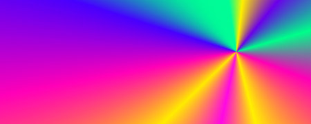 Illustration of rainbow colorful gradient background with rays, design for banner, poster, printの写真素材