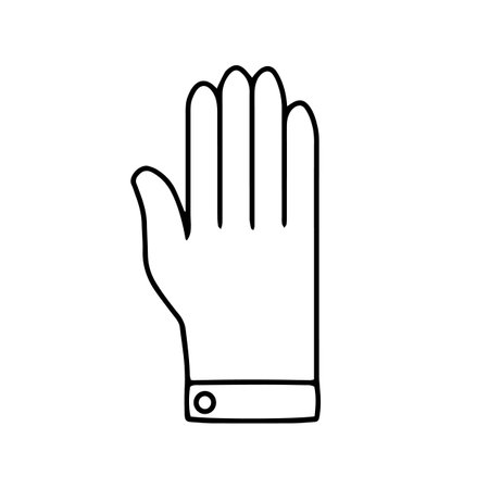 Vector illustration of male palm hand on white color background. Flat line art style design of hand for web, banner, poster, printのイラスト素材