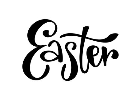 Vector illustration of black word easter on white color background. Flat line art style design of easter holiday lettering for web, banner, poster, printのイラスト素材