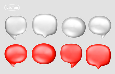 Vector set of illustration of speech bubble of different shape on color background. 3d style design of speech bubble for web, site, banner, posterのイラスト素材