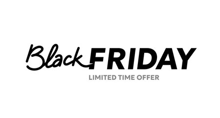 Vector black friday sale illustration with black color text lettering on white background. 3d style sale design for web, site, banner, posterのイラスト素材