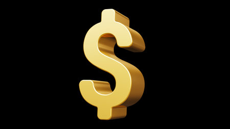 3d finance illustration of golden shine sign of dollar on black color background. 3d design of business illustration for banner, poster, webの写真素材
