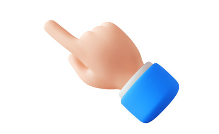 Vector illustration of finger touch gesture male hand in sleeve on white color background. 3d style design of man white skin hand touch gesture for web, banner, poster, printのイラスト素材