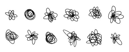 Vector illustration of collection of cartoon abstract draw pen scribble element on white color...