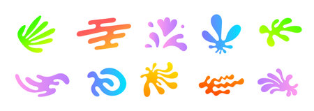 Vector set of bright creative abstraction. Collection of abstract geometric shape. Design of natural shape and tropical plant on white background for banner, party poster, cardのイラスト素材