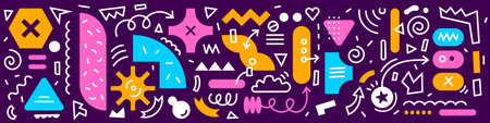 Vector abstract illustration with geometric line and shape on dark background. Business pattern...