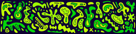 Vector pattern of green abstract shape. Abstract illustration of various geometric form on black...
