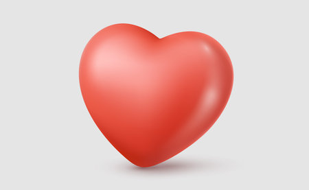 Vector illustration of realistic red color heart symbol on light background. 3d cartoon style design of heart. Medical icon for hospital banner. Love and romantic symbol for valentine's day card, poster, networkのイラスト素材