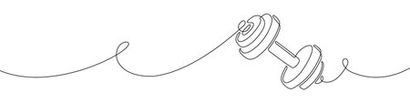 Vector pencil drawing illustration of dumbbell with plates on white background. Hand drawn style design of sport equipment icon with line. Athletic tool for healthy training and workout. Fitness and exercise with weight for banner, posterのイラスト素材