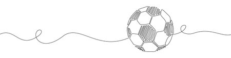 Vector pencil drawing illustration of soccer ball on white background. Football symbol. Athletic tool for healthy training and exercise. Hand drawn style design of sport equipment icon with line for banner, posterのイラスト素材