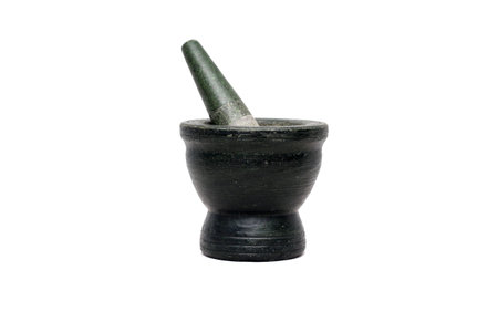 Granite mortar and pestle. Isolated on white background