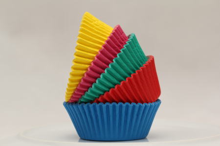 Coloured Paper Pans baking cups for cupcakes and muffinsの写真素材